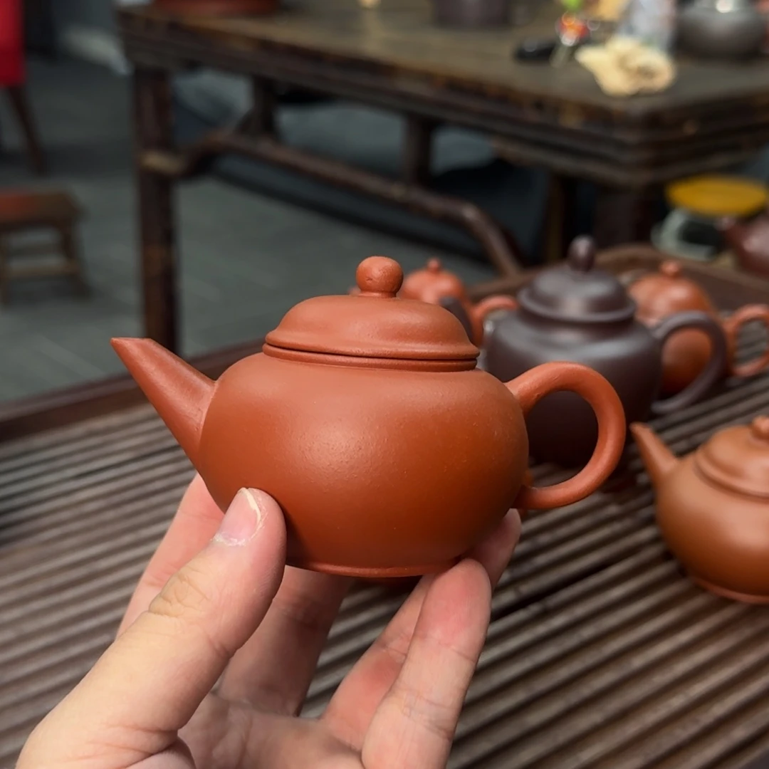 紫砂茶壶红泥水平壶