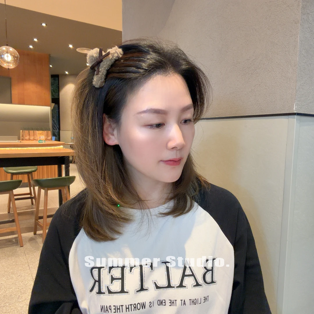 棕咖色蝴蝶结 毛绒绒刘海抓 适合半扎发抓 复古公主头简约侧边夹