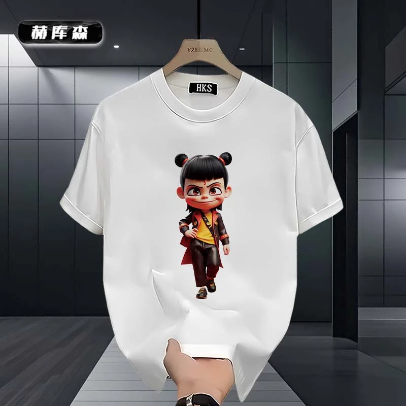 赫库森夏季新款圆领痞帅时尚宽松百搭T恤重磅纯棉男女同款上衣Ins