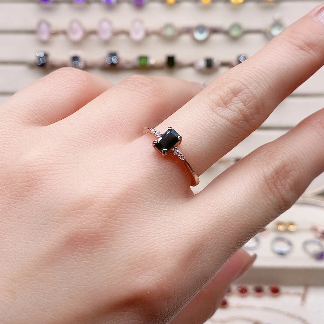 碧玺戒指银S925镶嵌戒指