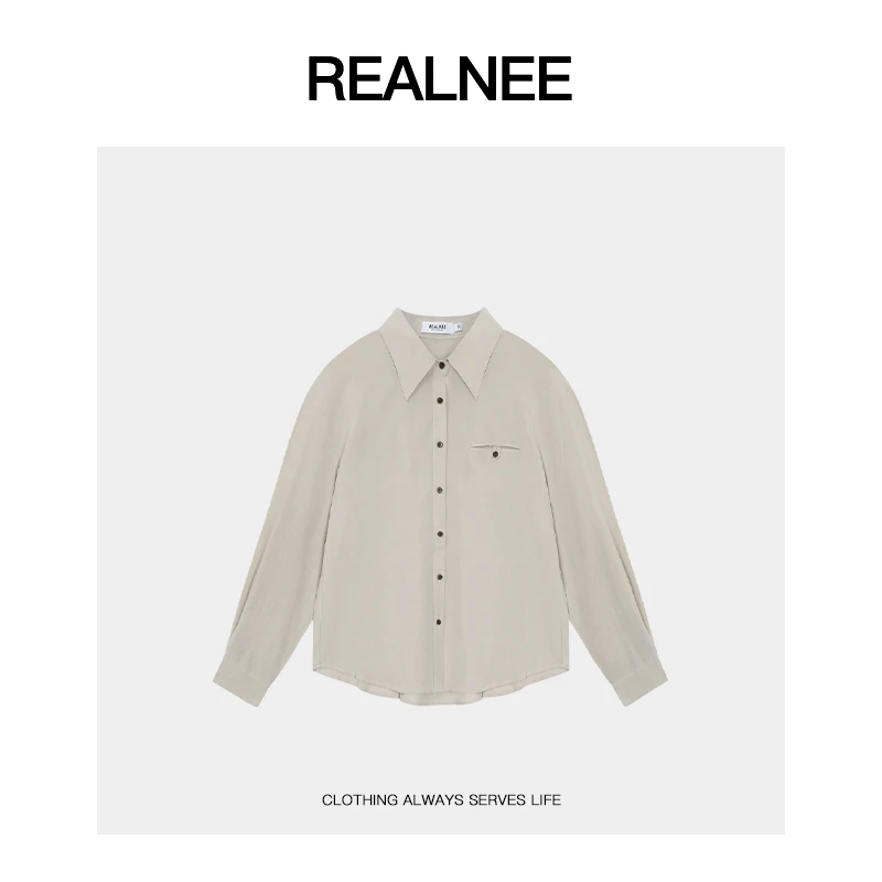 REALNEE【别致通勤】极简99莱赛尔衬衣松弛感舒适主义搭配刚需05198