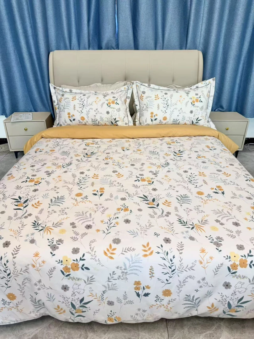 四季全棉80支轻奢斜纹简约全棉100%棉四件套床上用品四件套