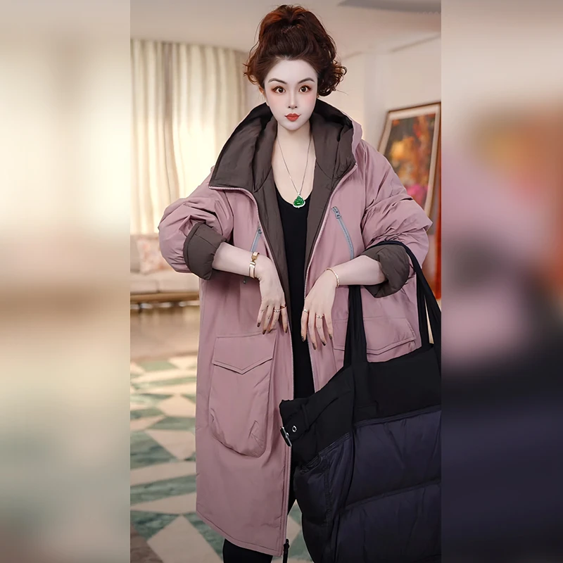 2025冬季新款时尚气质宽松休闲双面穿连帽棉服外套AF5WMF0365