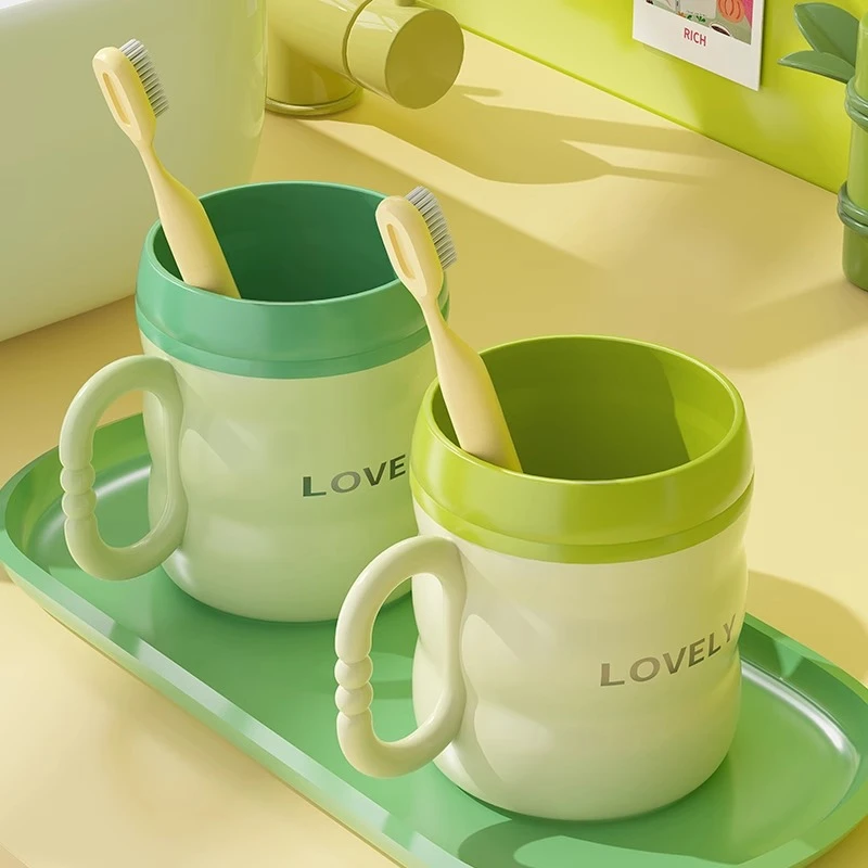 双层漱口杯加厚仿陶瓷牙刷杯家庭亲子杯情侣家用竹节杯刷牙杯简约