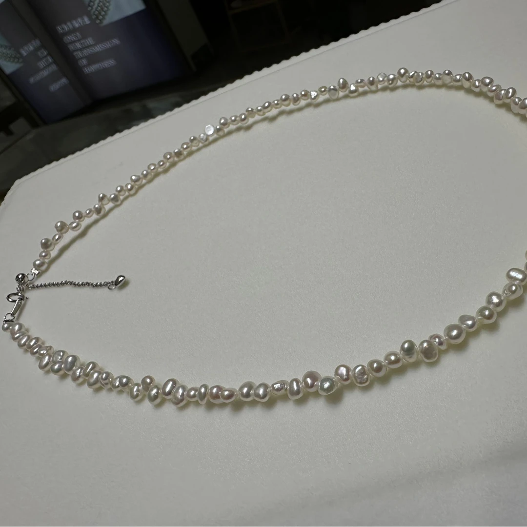 【繁花】3-4mm/时尚经典项链/繁花似锦/天然巴洛克珍珠【43cm】