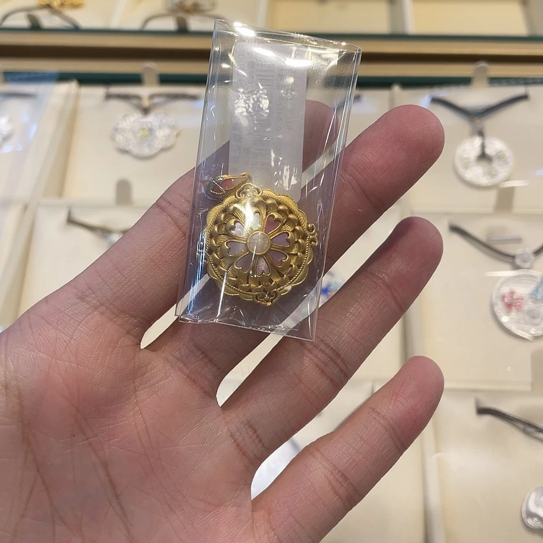 珐琅足银花丝平安吊坠