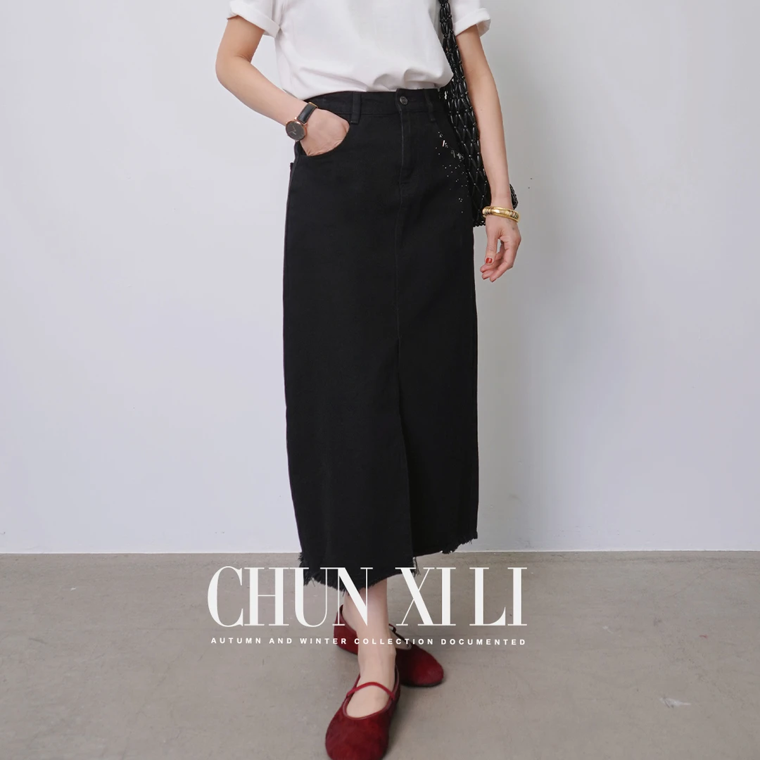 CHUNXILI/春熙里 极简直筒牛仔半身裙D04B44078