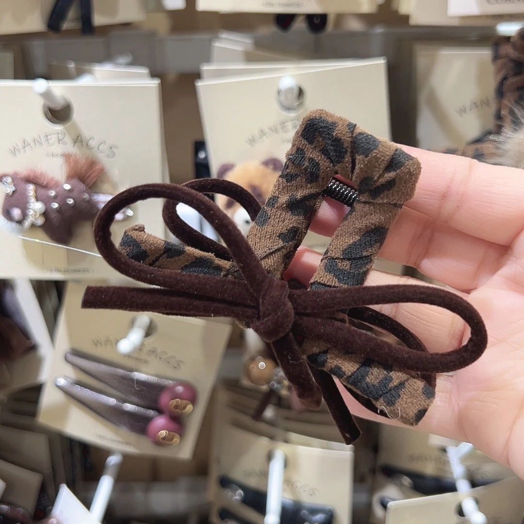 非金属豹纹蝴蝶结8公分抓夹