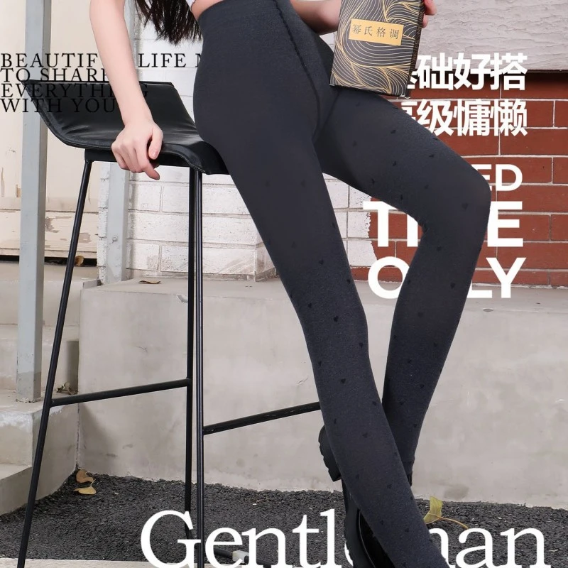 幂氏格调裤女春季新款竖条印花款打底袜灰色格雷系丝袜圆点裤袜长