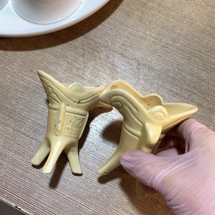 瓷片磁州窑酒器一对