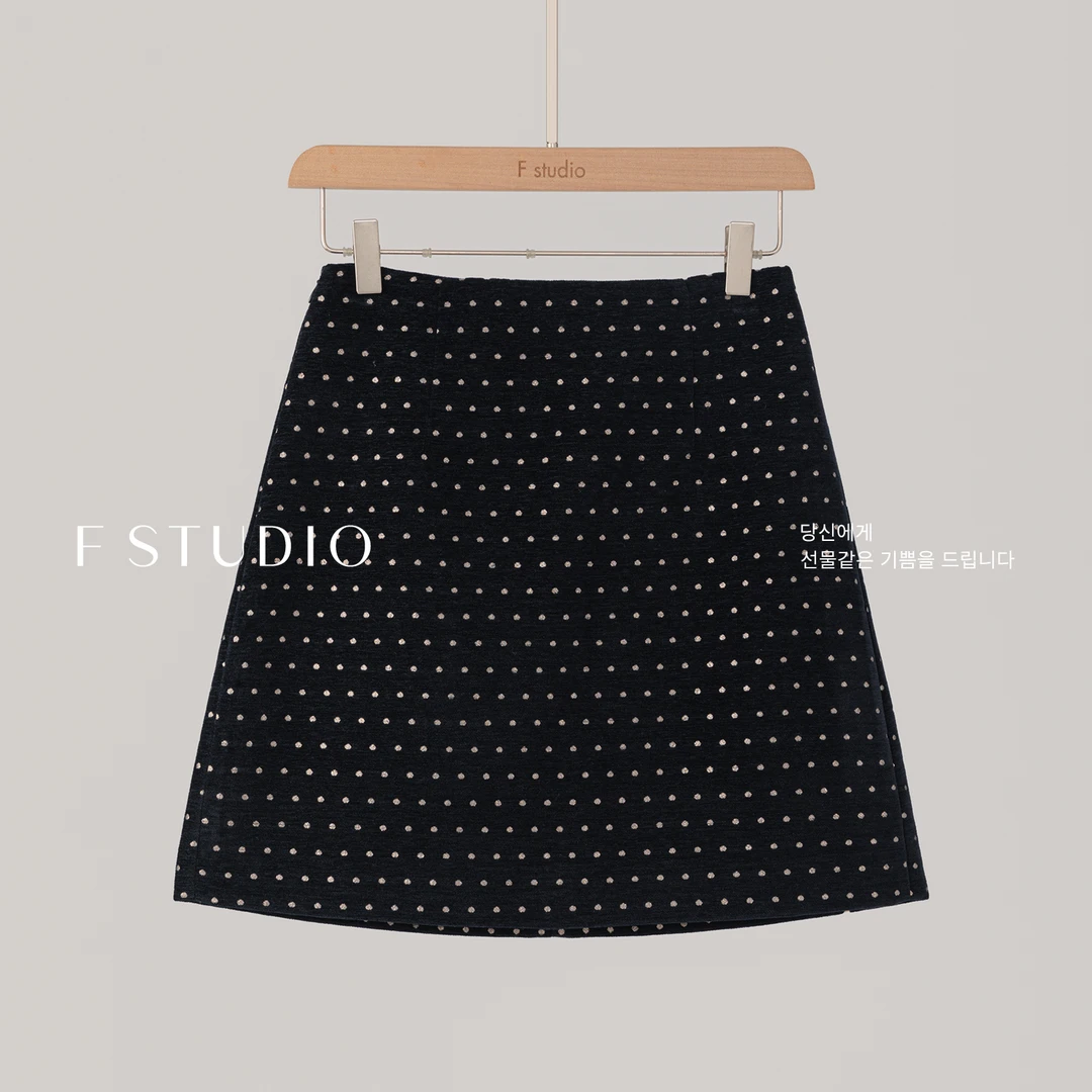 【韩国】【流星舞步】FS510X012法式波点半裙