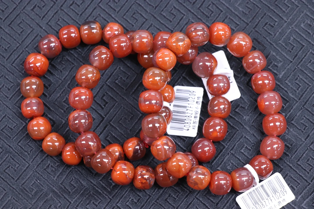 原矿无优化天然南红瓦西玫红火焰纹老型单圈11mm左右多样性发一条