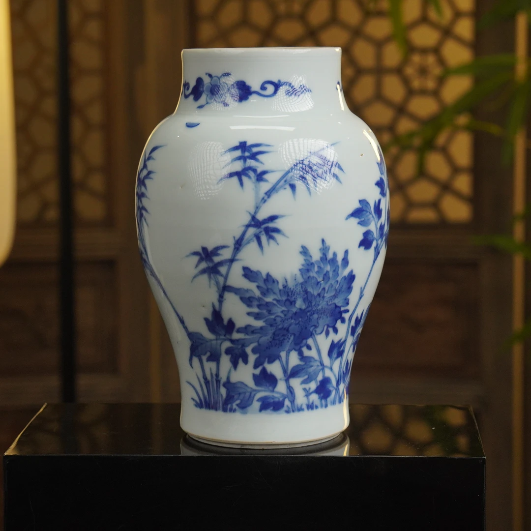 竹菊花卉莲子罐（口径6.5cm高17cm）