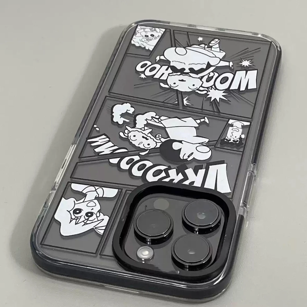 插画蜡笔小新适用iPhone16/15promax双色tpu手机壳12苹果14防摔13