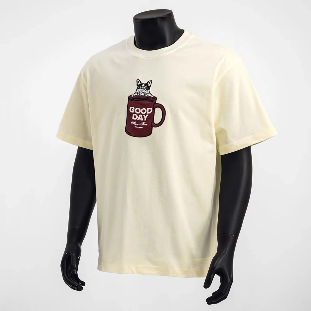 Cebrodz高质感卡通刺绣短袖T恤小众设计感宽松休闲简约纯棉T恤