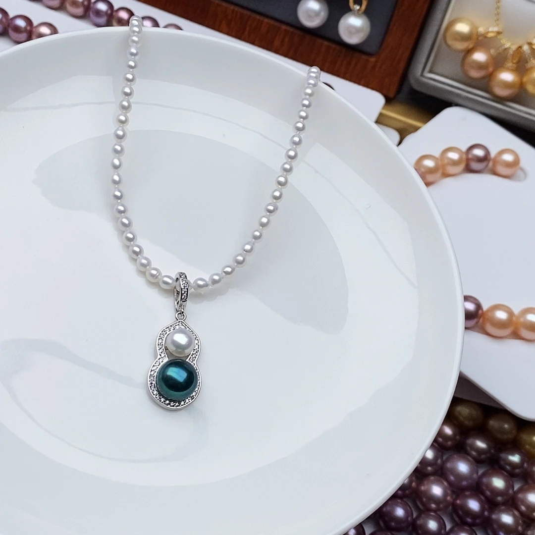 银S925镶嵌淡水珍珠颈饰
