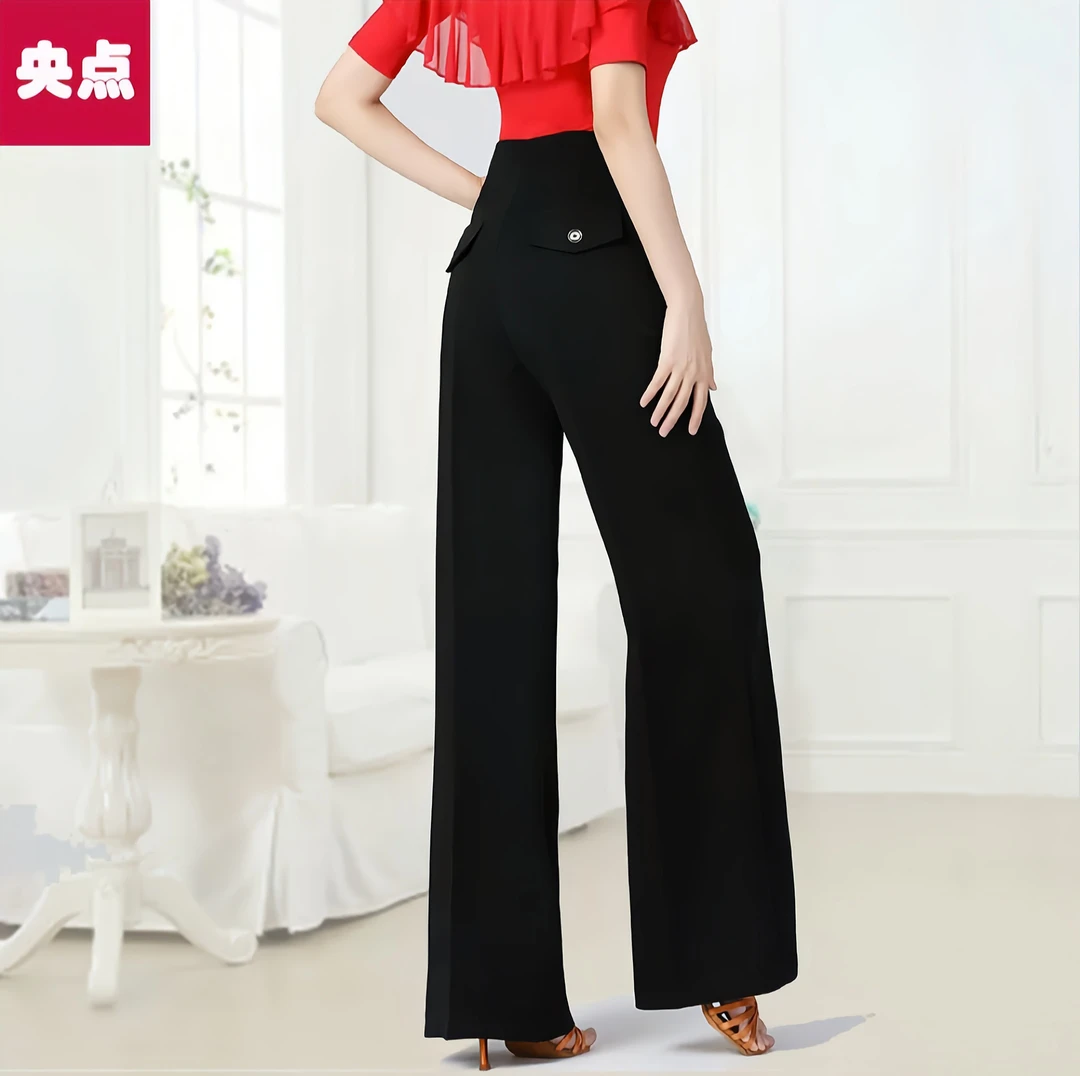 新款摩登舞裤女国标舞阔腿裤拉丁舞服高腰交谊舞跳舞裤子吉特巴裤