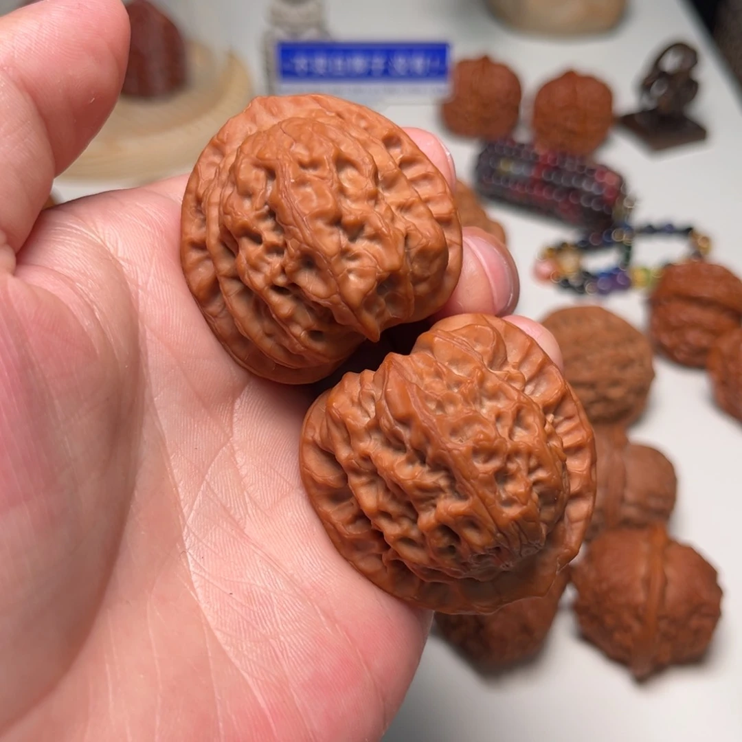 文玩核桃吊坠42全品原装红皮佛肚