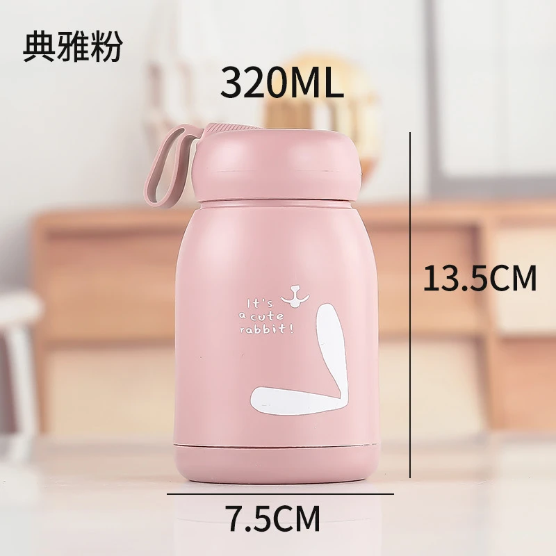 可爱萌萌兔玻璃水杯便携耐高温带提绳双层广告杯开业活动礼品杯子