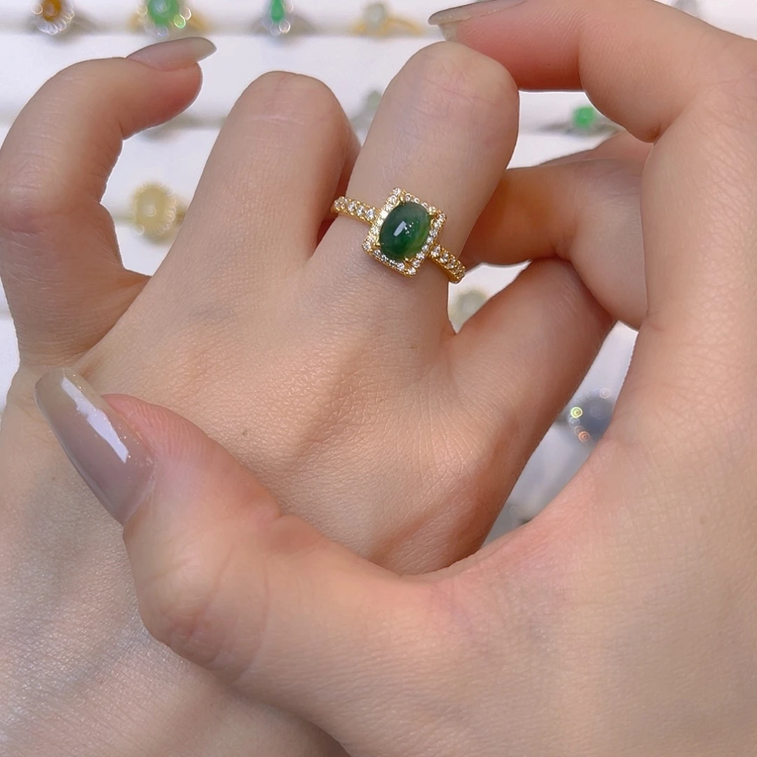 翡翠银S925镶嵌戒指