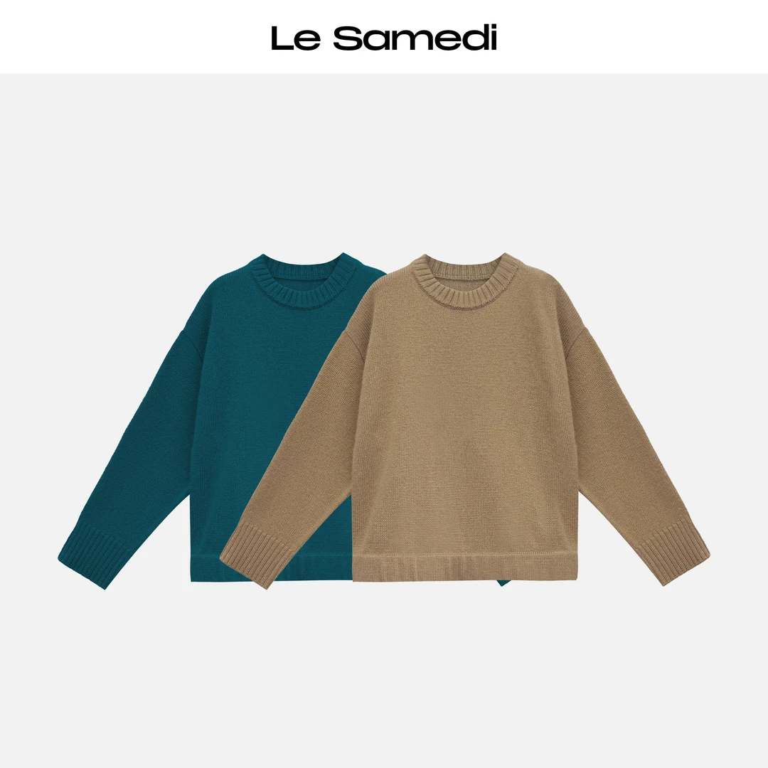 Le Samedi马油叶儿【左岸松雾】限量意大利松弛下松紧圆领毛衣