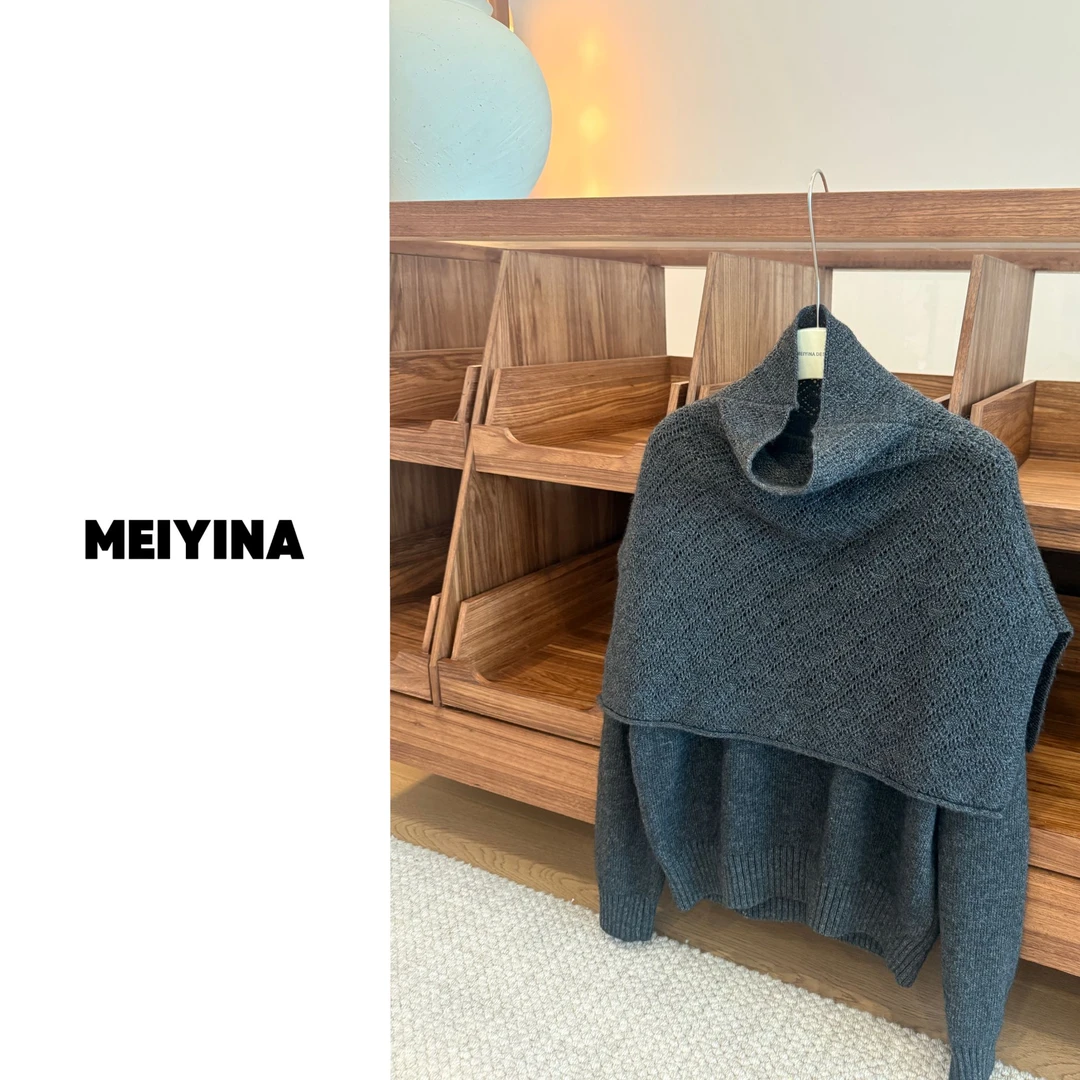 MEIYINA定制 时髦两件套 披肩斗篷两件套毛衣套装