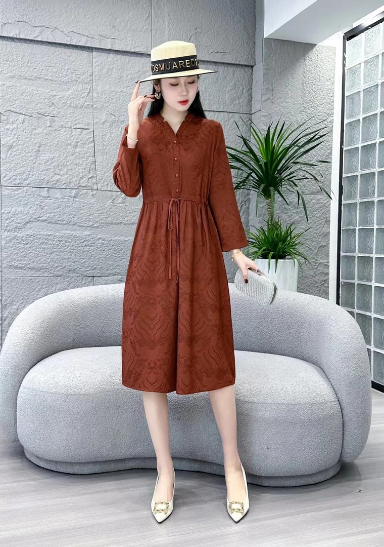 4578《粉丝专享》江崖海水纹高品质时尚气质收腰连衣裙