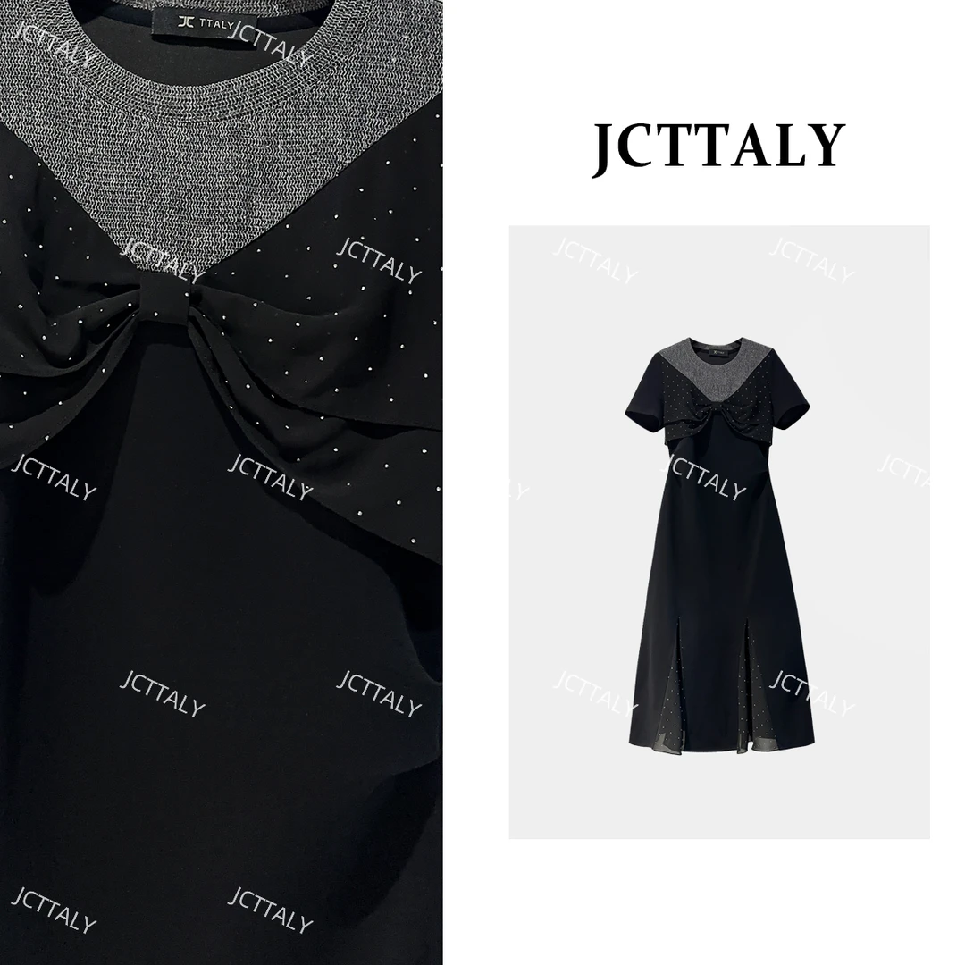 【宠粉价】夏季法式拉链拼接纯色优雅连衣裙设计师JC-A4180