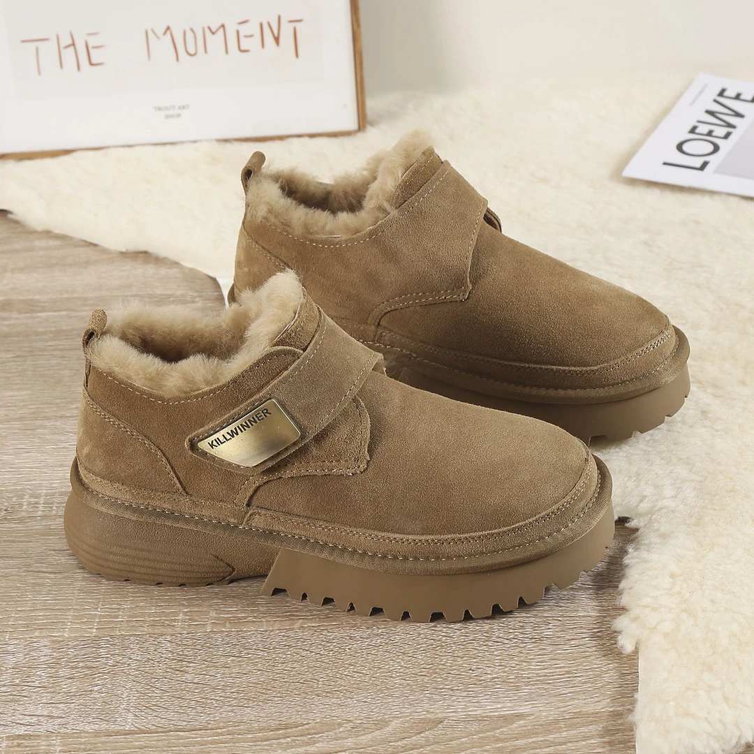 ZJ8599  全羊毛内里  雪地靴男冬新款厚底加厚防滑保暖魔术贴棉鞋