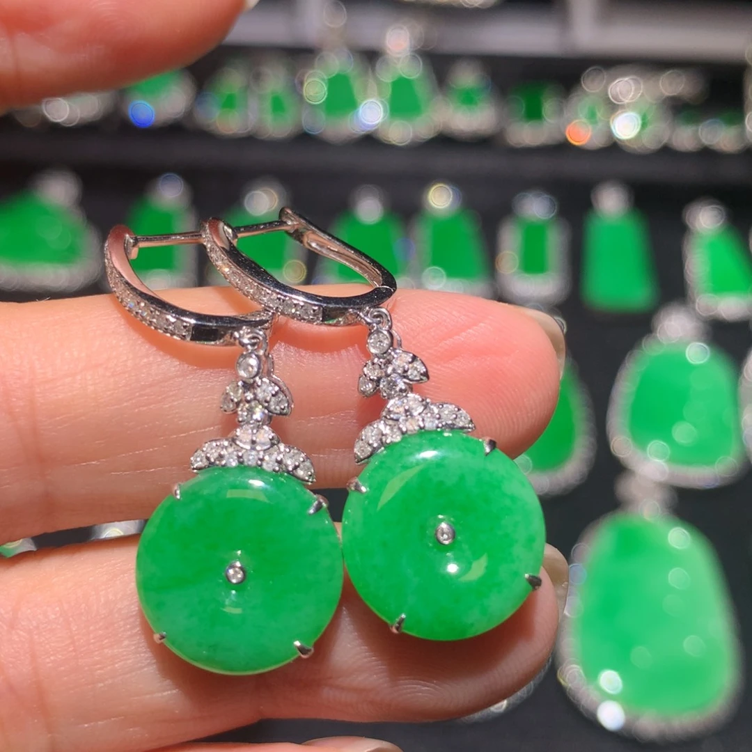 翡翠18K金镶嵌吊坠(不含链)翡翠