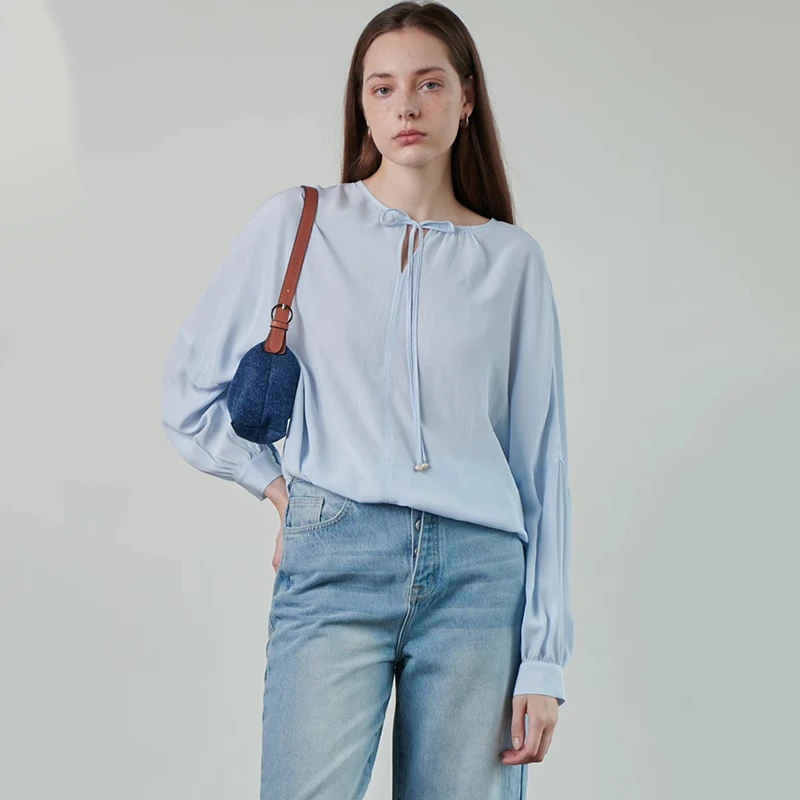 38509【碧K系列】清新系带衬衫LA1138