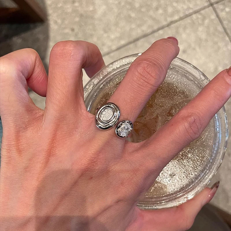 铜合金戒指 中古银色古币戒指女轻奢高级感小众独特冷淡风食指戒