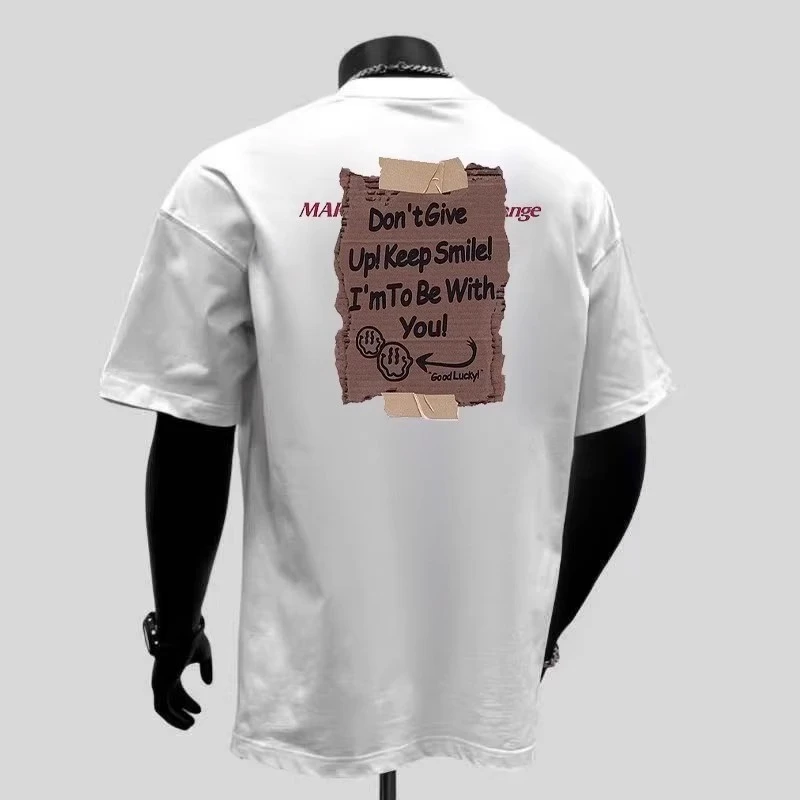 海外订单尾货~剪标撤回外贸复古潮牌字母印花短袖T恤男女纯棉上衣