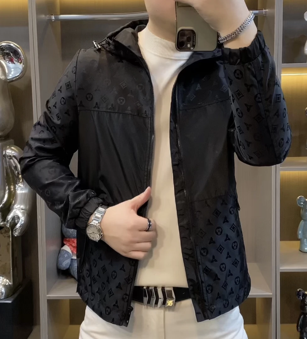 0033春秋男士新款连帽修身百搭外套休闲男外套男款时尚夹克运动