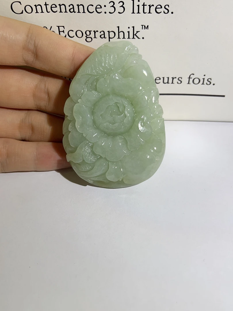 天然A货翡翠 翡翠富贵牡丹挂件（赠高货手工绳）一-100029