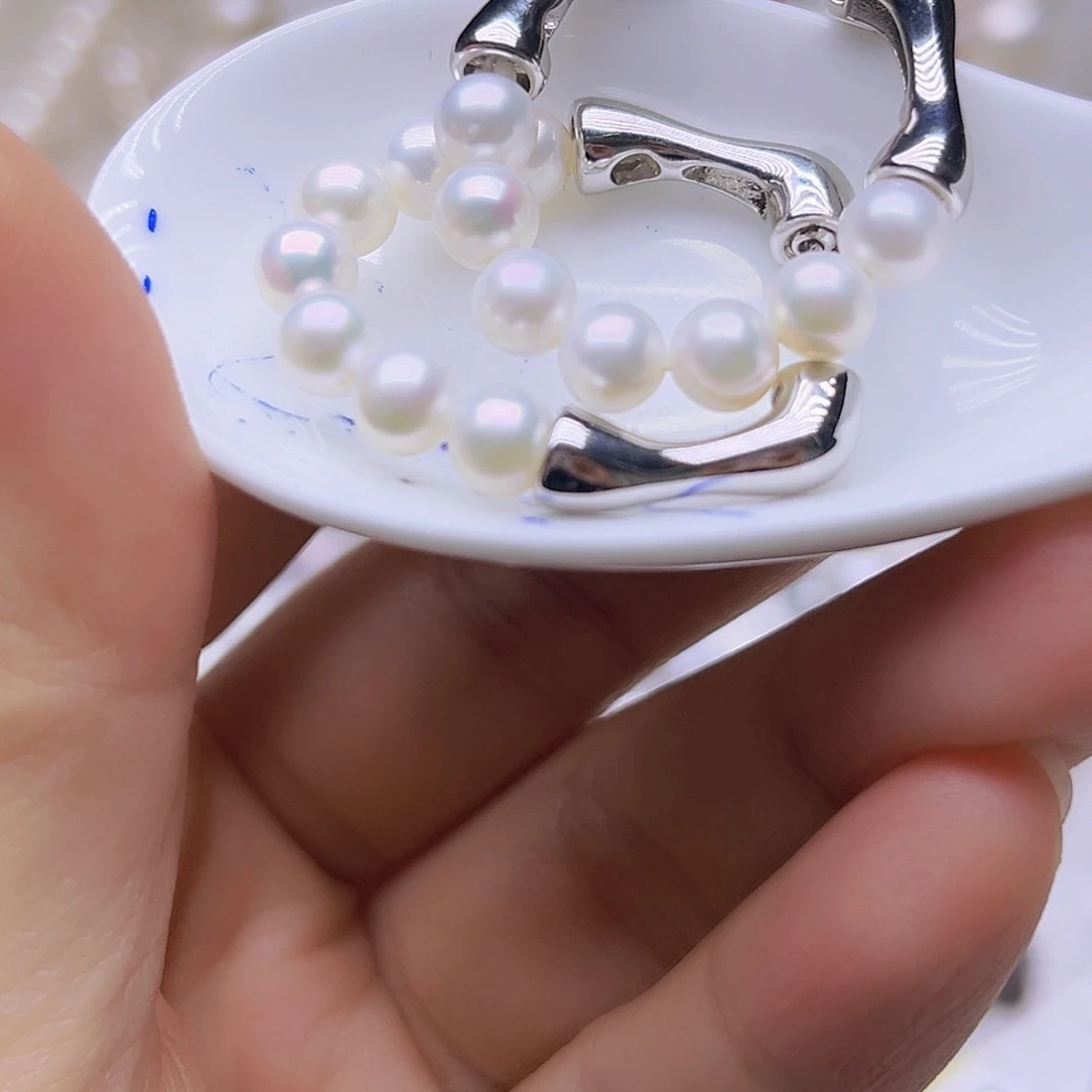 吊坠耳钉淡水珍珠银S925镶嵌