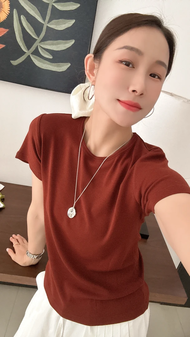 【丽姐女装】精品绒人棉短袖｜软fufu 细腻透气轻盈舒适短袖T0281