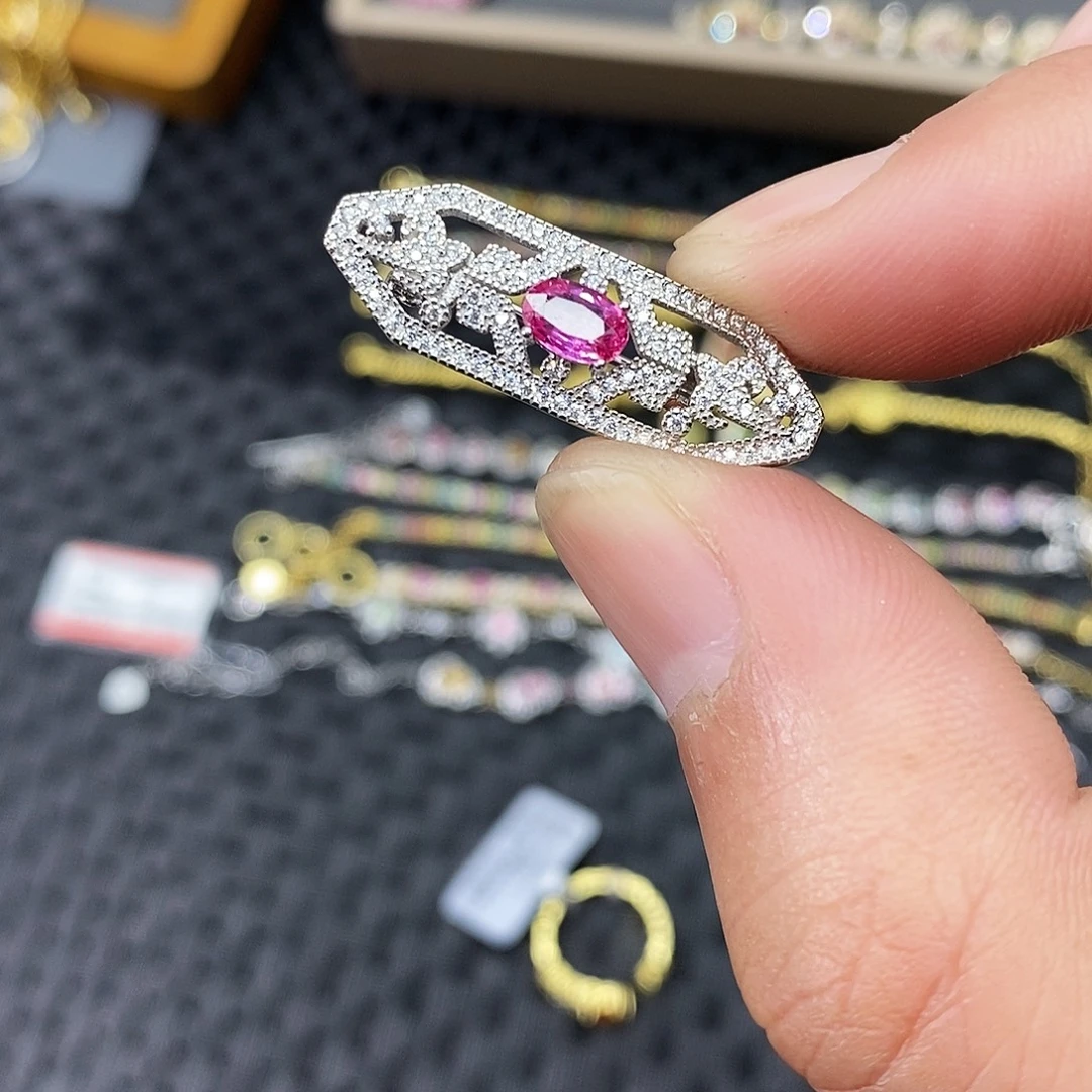 蓝宝石吊坠(赠链)银S925镶嵌