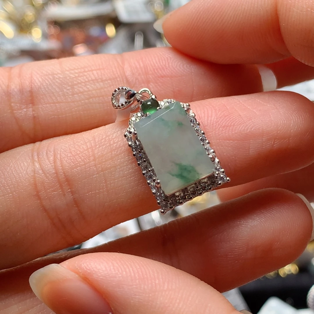 翡翠戒指银S925镶嵌天然翡翠耳饰