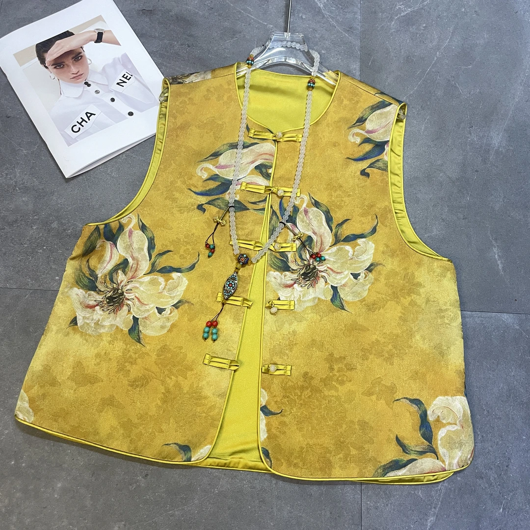 【花开富贵】新中式国风提花马甲新款高级感马甲绣花上衣69078