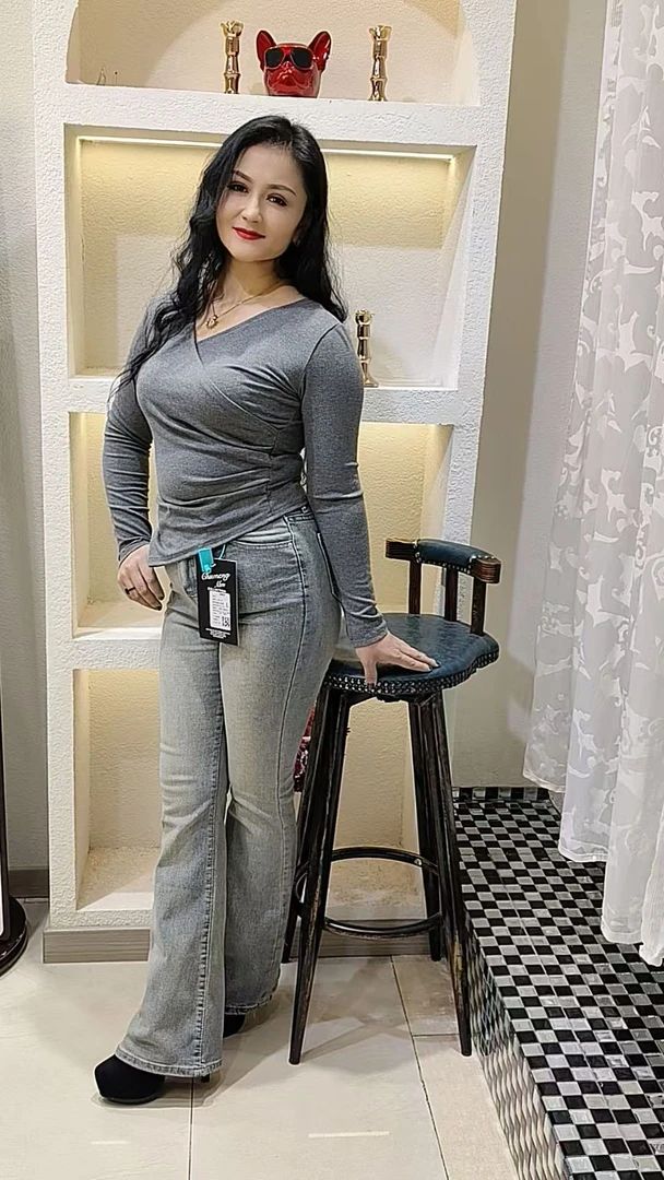 107新款加长长款女士淡蓝色喇叭裤高腰裤牛仔裤包邮