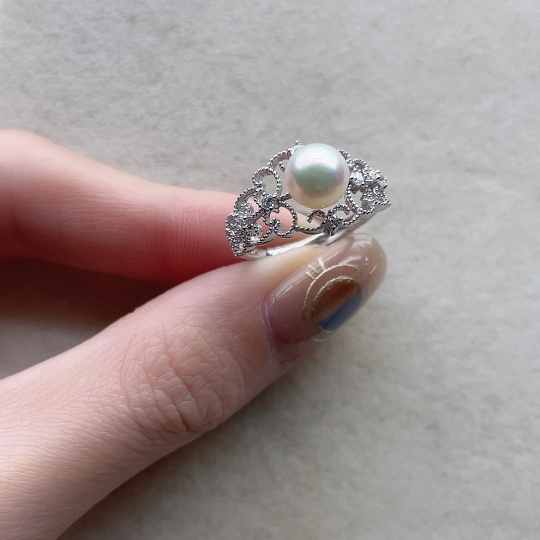 海水珍珠银S925镶嵌戒指52