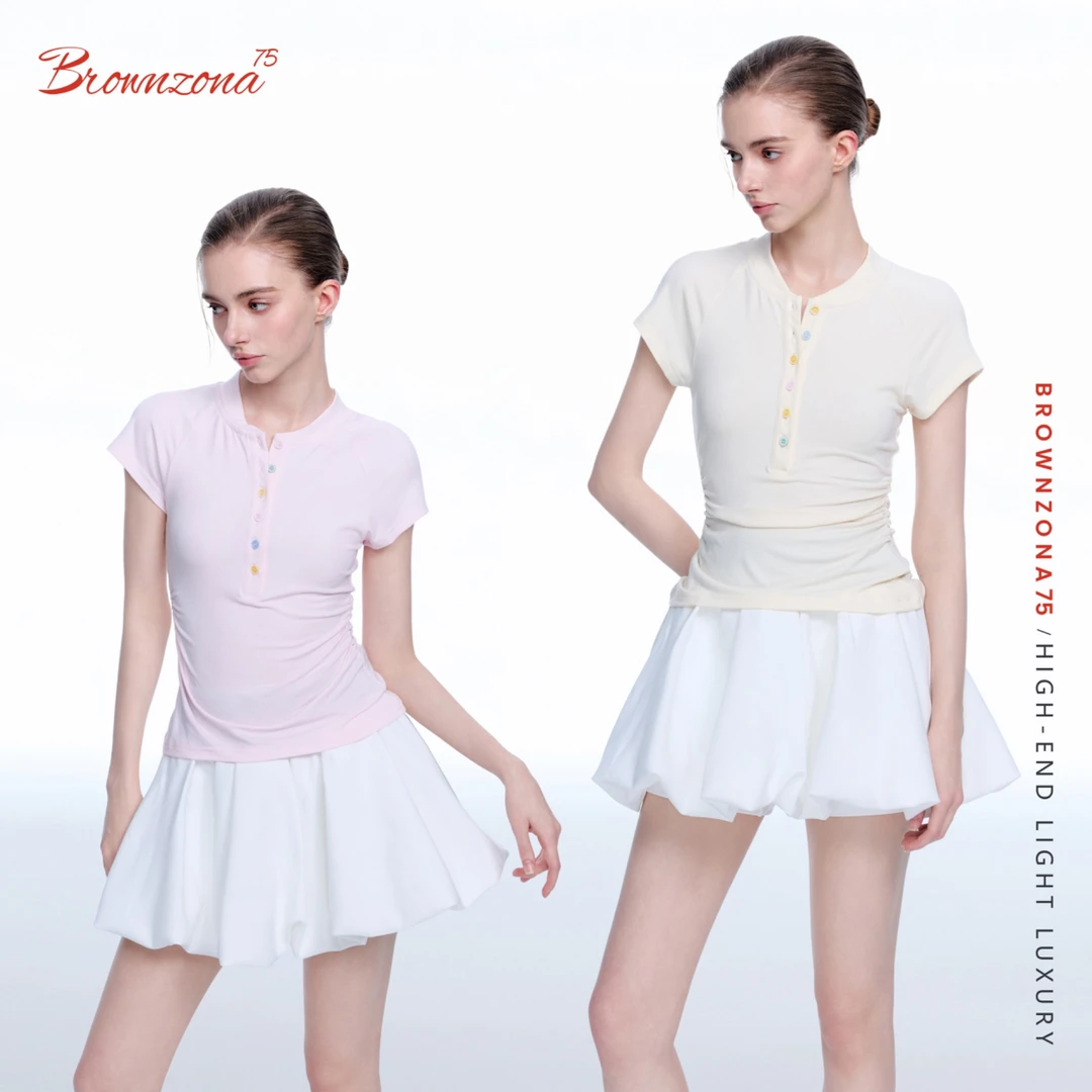 Brownzona⁷⁵'Albicrux'基础款百搭收腰亨利衫短袖T恤