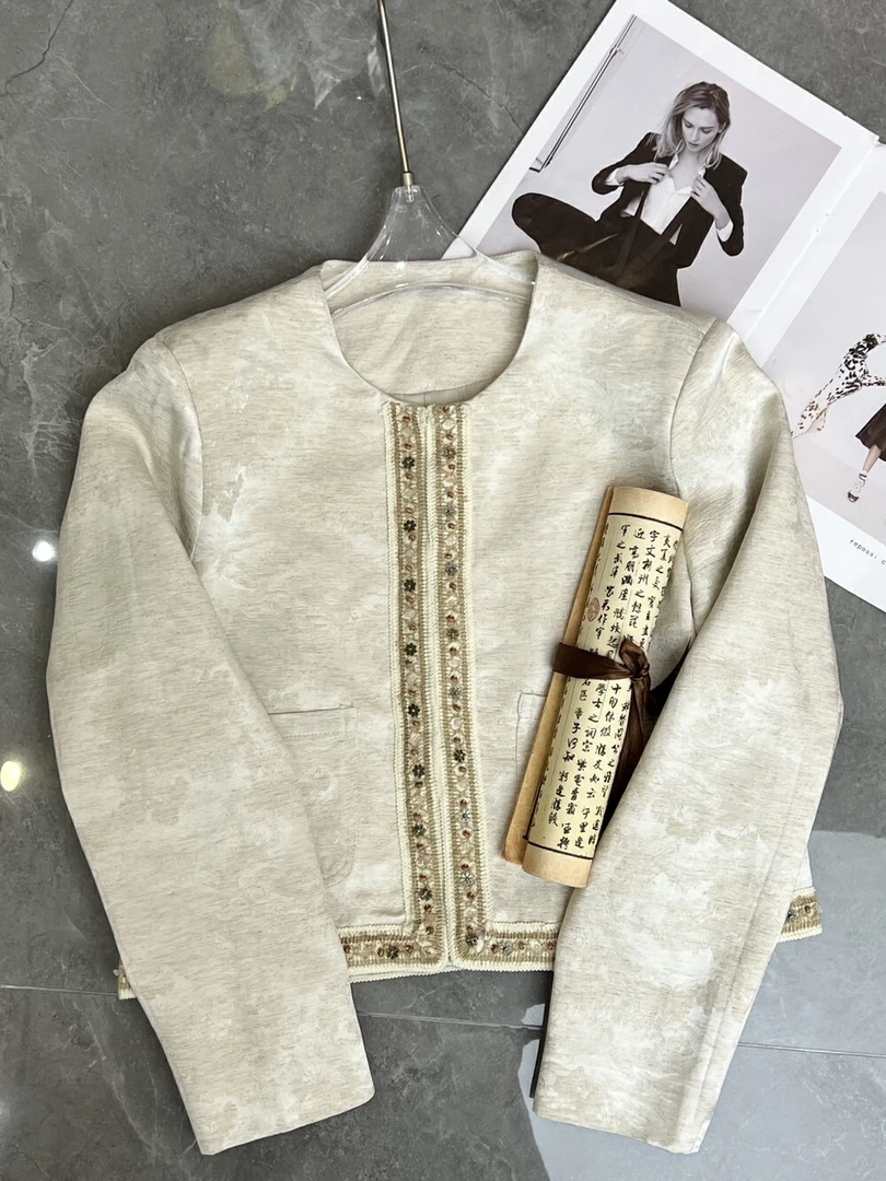 春上新【大喜】民族风钉珠拼接短外套含30桑蚕丝 28755# RW