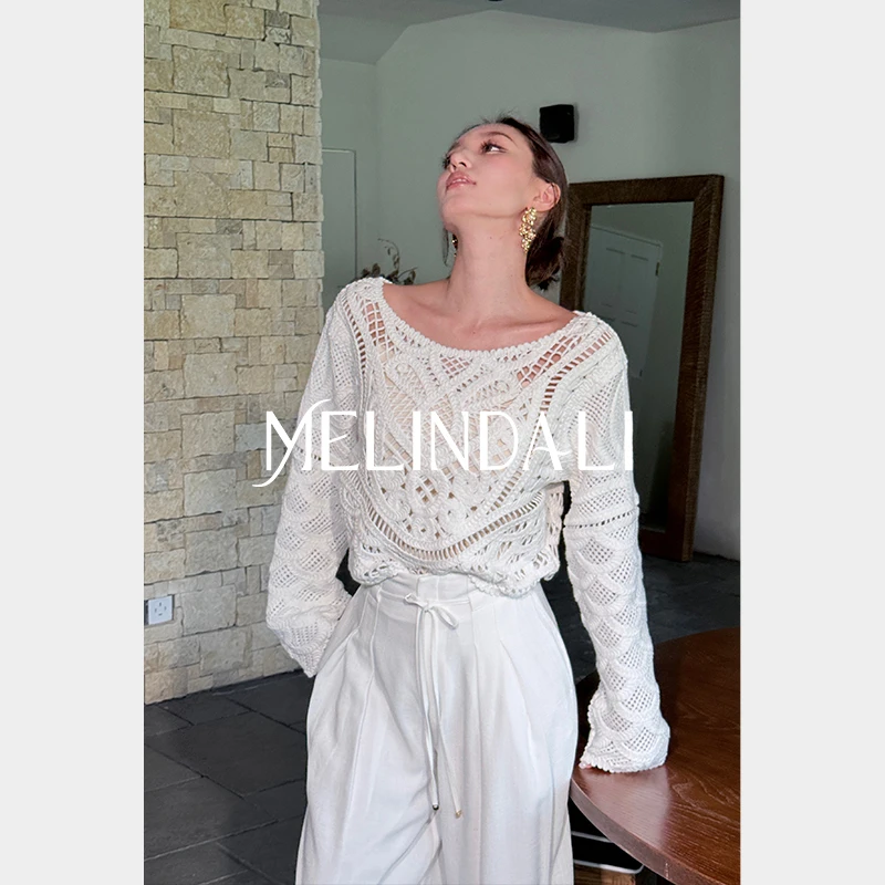Melinda Li【银杏 】梦颖私服法式重工钩花两穿短款针织开衫