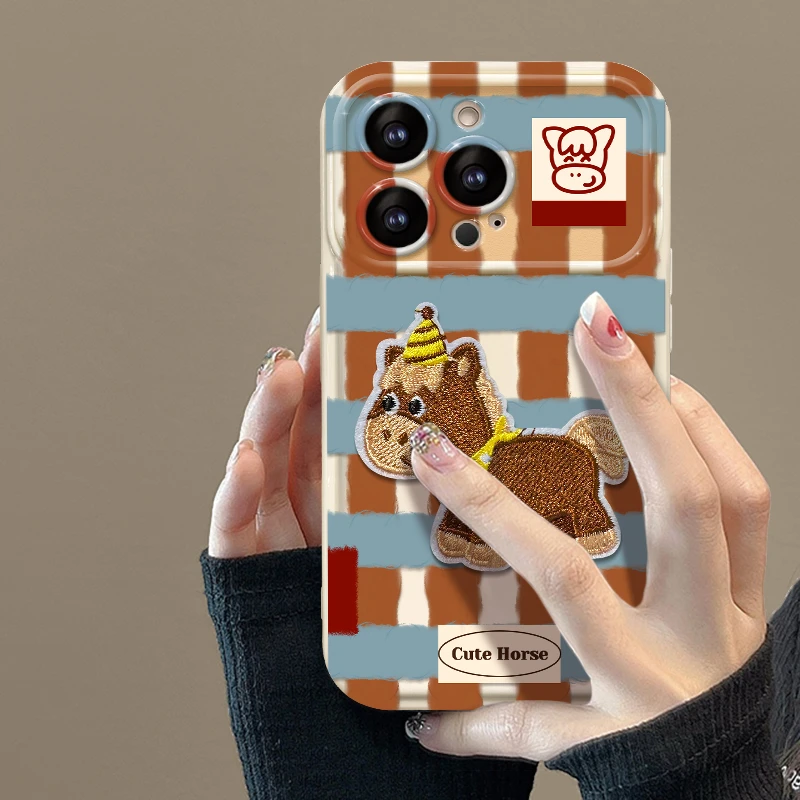 格子线条马适用于oppo/vivo/华为/小米/苹果翻盖镜子壳防摔手机壳