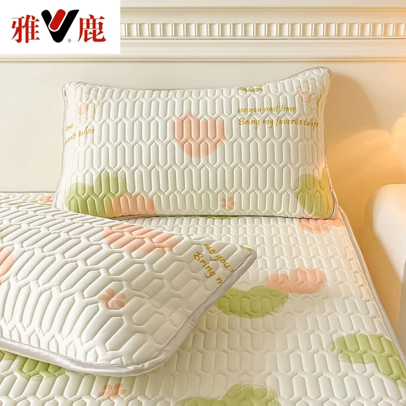 V/雅鹿夏季学生宿舍印花乳胶枕套冰丝枕头套单双人48x74cm枕芯套