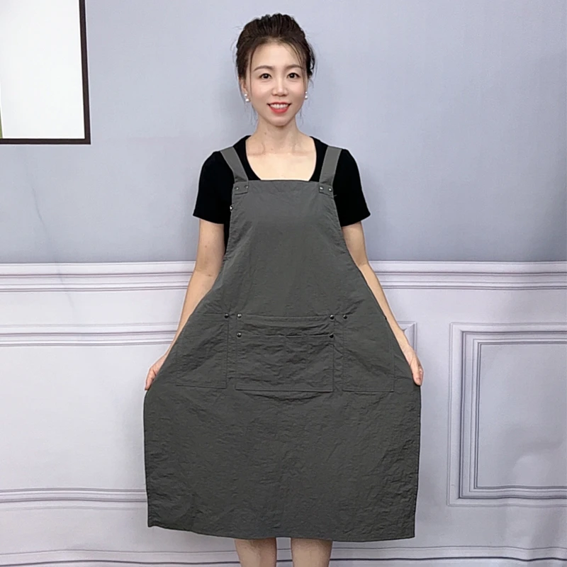 加长加肥透气防泼水围裙厨房做饭防油污餐厅奶茶店男女上班工作服