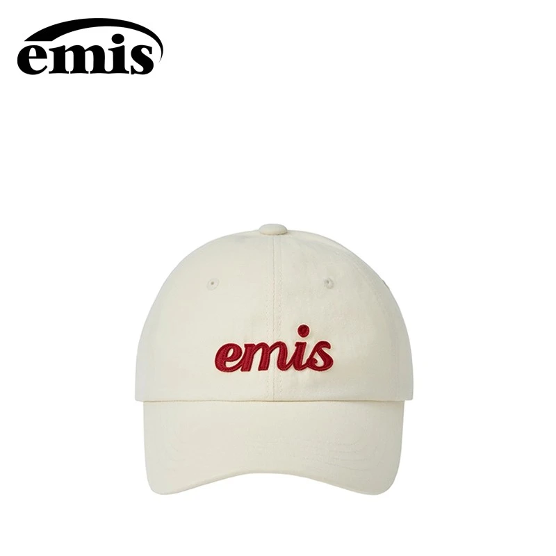 emis帽子手写体贴布棒球帽百搭休闲软顶素颜帽大帽檐显脸小鸭舌帽