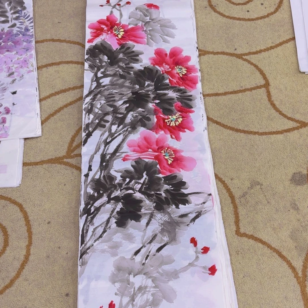 国画王孝华四尺对开童